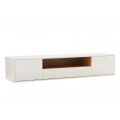 Modern&iacute; obd&eacute;ln&iacute;kov&yacute; n&aacute;stěnn&yacute; b&iacute;l&yacute; dvoudveřov&yacute; TV stolek Attica se &scaron;upl&iacute;kem a hnědou poličkou 150 cm
