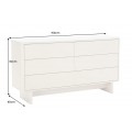 Designov&aacute; art deco b&iacute;l&aacute; komoda Savonia s mramorovou deskou a &scaron;esti &scaron;upl&iacute;ky s minimalistick&yacute;m reli&eacute;fem vlny 150 cm