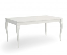 Luxusn&iacute; provens&aacute;lsk&yacute; b&iacute;l&yacute; j&iacute;deln&iacute; stůl Mediterr&aacute;neo s obd&eacute;ln&iacute;kovou vrchn&iacute; deskou a dvakr&aacute;t prohnut&yacute;m kabriolov&yacute;m nohama z masivn&iacute;ho dřeva