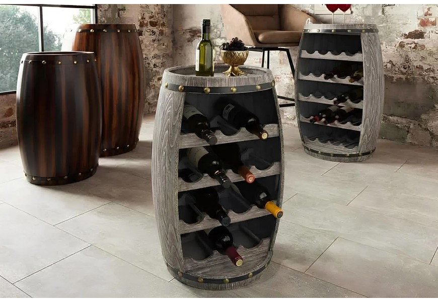 Atypick&aacute; vinot&eacute;ka Crawley z masivu v &scaron;edohněd&eacute; barvě 64cm