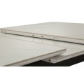 Modern&iacute; obd&eacute;ln&iacute;kov&yacute; rozkl&aacute;dac&iacute; j&iacute;deln&iacute; stůl Tarro s b&iacute;lou deskou s mramorov&yacute;m designem a čern&yacute;ma nohama 120-155 cm