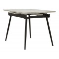 Modern&iacute; obd&eacute;ln&iacute;kov&yacute; rozkl&aacute;dac&iacute; j&iacute;deln&iacute; stůl Tarro s b&iacute;lou deskou s mramorov&yacute;m designem a čern&yacute;ma nohama 120-155 cm