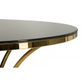 Designov&yacute; glamour kulat&yacute; j&iacute;deln&iacute; stůl Hailey s černou skleněnou deskou a zlatou kovovou podstavou 100 cm