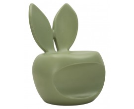 Designová zelená kulatá taburetka Genny s hladkým matným povrchem s opěrkou se zaječíma ušima 79 cm