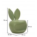 Designov&aacute; zelen&aacute; kulat&aacute; taburetka Genny s hladk&yacute;m matn&yacute;m povrchem s opěrkou se zaječ&iacute;ma u&scaron;ima 79 cm