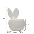 Designov&aacute; b&iacute;l&aacute; kulat&aacute; taburetka Genny s hladk&yacute;m matn&yacute;m povrchem s opěrkou v podobě zaječ&iacute;ch u&scaron;&iacute; 79 cm
