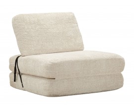 Moderní rozkládací obdélníkové křeslo Raffai v krémové bílé barvě s polštářovým opěradlem 100 cm