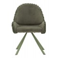 Modern&aacute; zelen&aacute; čal&uacute;nen&aacute; jed&aacute;lensk&aacute; stolička Falir s ply&scaron;ov&yacute;m poťahom s vr&uacute;bkovan&yacute;m pre&scaron;&iacute;van&iacute;m a kovov&yacute;mi nožičkami 85 cm