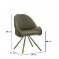 Modern&aacute; zelen&aacute; čal&uacute;nen&aacute; jed&aacute;lensk&aacute; stolička Falir s ply&scaron;ov&yacute;m poťahom s vr&uacute;bkovan&yacute;m pre&scaron;&iacute;van&iacute;m a kovov&yacute;mi nožičkami 85 cm