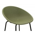 Modern&iacute; designov&aacute; barov&aacute; židle Isola s kulatou sedac&iacute; č&aacute;st&iacute; s perforovan&yacute;m vzorem v zelen&eacute; barvě 98 cm