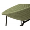 Modern&iacute; designov&aacute; barov&aacute; židle Isola s kulatou sedac&iacute; č&aacute;st&iacute; s perforovan&yacute;m vzorem v zelen&eacute; barvě 98 cm