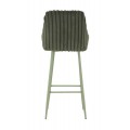 Modern&iacute; art deco barov&aacute; židle Denali s pro&scaron;&iacute;van&yacute;m ply&scaron;ov&yacute;m potahem v &scaron;alvějov&eacute; zelen&eacute; barvě s kovov&yacute;mi nohama 111 cm
