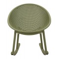 Modern&iacute; zelen&eacute; kulat&eacute; houpac&iacute; křeslo Isola s kompaktn&iacute;m sed&aacute;tkem a opěrkou s perforovan&yacute;m designem 66 cm