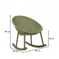 Modern&iacute; zelen&eacute; kulat&eacute; houpac&iacute; křeslo Isola s kompaktn&iacute;m sed&aacute;tkem a opěrkou s perforovan&yacute;m designem 66 cm