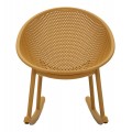 Designov&eacute; modern&iacute; houpac&iacute; křeslo Isola s kulatou sedac&iacute; č&aacute;st&iacute; s perforovan&yacute;m vzorem ve žlut&eacute; barvě 66 cm
