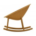 Designov&eacute; modern&iacute; houpac&iacute; křeslo Isola s kulatou sedac&iacute; č&aacute;st&iacute; s perforovan&yacute;m vzorem ve žlut&eacute; barvě 66 cm