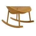 Designov&eacute; modern&iacute; houpac&iacute; křeslo Isola s kulatou sedac&iacute; č&aacute;st&iacute; s perforovan&yacute;m vzorem ve žlut&eacute; barvě 66 cm