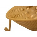 Designov&eacute; modern&iacute; houpac&iacute; křeslo Isola s kulatou sedac&iacute; č&aacute;st&iacute; s perforovan&yacute;m vzorem ve žlut&eacute; barvě 66 cm