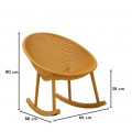 Designov&eacute; modern&iacute; houpac&iacute; křeslo Isola s kulatou sedac&iacute; č&aacute;st&iacute; s perforovan&yacute;m vzorem ve žlut&eacute; barvě 66 cm