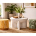 Designov&yacute; kulat&yacute; konferenčn&iacute; stolek Carlos se skultur&aacute;ln&iacute; čtyřramennou podstavou v &scaron;ed&eacute; barvě s kameninov&yacute;m designem 64 cm
