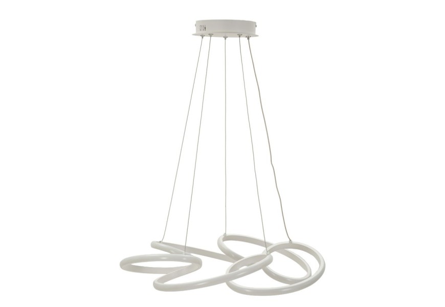 Moderní bílý lustr Wera s designem kruhu pravidelně ohýbaného do smyček s LED osvětlením se třemi stupni teploty