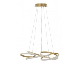 Modern&iacute; designov&yacute; lustr Wera s LED osvětlen&iacute;m se třemi stupni teploty s kovovou konstrukc&iacute; ve zlat&eacute; barvě ve tvaru kruhu oh&yacute;ban&eacute;ho do pravideln&yacute;ch smyček