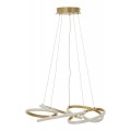 Moderní designový lustr Wera s LED osvětlením se třemi stupni teploty s kovovou konstrukcí ve zlaté barvě ve tvaru kruhu ohýbaného do pravidelných smyček