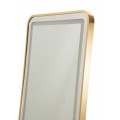 Modern&iacute; glamour stoj&iacute;c&iacute; zrcadlo Leanor s obd&eacute;ln&iacute;kov&yacute;m zlat&yacute;m kovov&yacute;m r&aacute;mem a LED osvětlen&iacute;m 160 cm