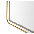 Modern&iacute; glamour stoj&iacute;c&iacute; zrcadlo Leanor s obd&eacute;ln&iacute;kov&yacute;m zlat&yacute;m kovov&yacute;m r&aacute;mem a LED osvětlen&iacute;m 160 cm