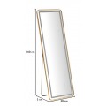 Modern&iacute; glamour stoj&iacute;c&iacute; zrcadlo Leanor s obd&eacute;ln&iacute;kov&yacute;m zlat&yacute;m kovov&yacute;m r&aacute;mem a LED osvětlen&iacute;m 160 cm