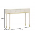 Klasick&yacute; obd&eacute;ln&iacute;kov&yacute; b&iacute;l&yacute; konzolov&yacute; stolek Isabelle se dvěma &scaron;upl&iacute;ky se zlat&yacute;m kovov&yacute;m lemem 110 cm
