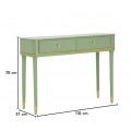 Klasick&yacute; obd&eacute;ln&iacute;kov&yacute; zelen&yacute; dřevěn&yacute; konzolov&yacute; stolek Isabelle se dvěma &scaron;upl&iacute;ky a zlat&yacute;mi kovov&yacute;mi detaily 110 cm