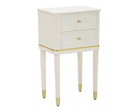 Glamour obd&eacute;ln&iacute;kov&yacute; dřevěn&yacute; nočn&iacute; stolek Isabelle se dvěma &scaron;upl&iacute;ky s detaily ve zlat&eacute; barvě z kovu