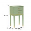 Klasick&yacute; obd&eacute;ln&iacute;kov&yacute; zelen&yacute; nočn&iacute; stolek Isabelle ze dřeva se dvěma &scaron;upl&iacute;ky a zlat&yacute;mi detaily 65 cm