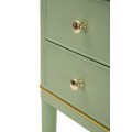 Klasick&yacute; obd&eacute;ln&iacute;kov&yacute; zelen&yacute; nočn&iacute; stolek Isabelle ze dřeva se dvěma &scaron;upl&iacute;ky a zlat&yacute;mi detaily 65 cm