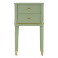 Klasick&yacute; obd&eacute;ln&iacute;kov&yacute; zelen&yacute; nočn&iacute; stolek Isabelle ze dřeva se dvěma &scaron;upl&iacute;ky a zlat&yacute;mi detaily 65 cm
