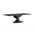 Luxusn&iacute; art deco čern&yacute; obd&eacute;ln&iacute;kov&yacute; j&iacute;deln&iacute; stůl Cubia Nera s geometrickou nohou z mangov&eacute;ho dřeva 290 cm