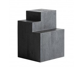 Luxusn&iacute; art deco čtvercov&yacute; př&iacute;ručn&iacute; stolek Cubia Nera v čern&eacute; barvě z masivn&iacute;ho mangov&eacute;ho dřeva 55 cm