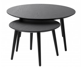 Modern&iacute; sada dvou kulat&yacute;ch konferenčn&iacute;ch stolků Karena v čern&eacute; barvě s vyosen&yacute;mi nožičkami 88 cm