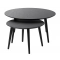 Moderní masivní set dvou konferenčních stolků Karena v černé barvě v kulatém tvaru s vyosenými nožičkami