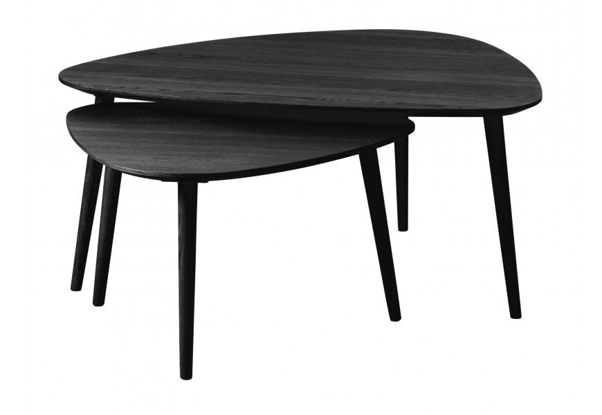 Skandinávská sada dvou konferenčních stolků Halia v černé barvě s vyosenými nožičkami