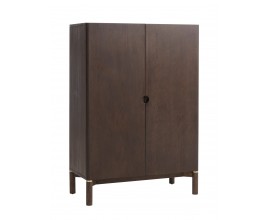 Art deco dvouderov&yacute; hněd&yacute; př&iacute;born&iacute;k Linia ze dřeva s n&iacute;zk&yacute;mi nožičkami a vyř&iacute;znutou &uacute;chytkou se zlat&yacute;mi detaily 130 cm