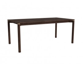 Art deco masivní obdélníkový rozkládací jídelní stůl Linia v tmavě hnědé barvě se zlatými detaily 180-280 cm
