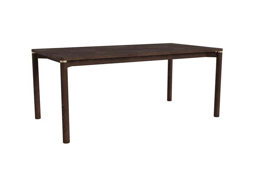 Art deco masivn&iacute; obd&eacute;ln&iacute;kov&yacute; rozkl&aacute;dac&iacute; j&iacute;deln&iacute; stůl Linia v tmavě hněd&eacute; barvě se zlat&yacute;mi detaily 180-280 cm