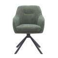 Designov&aacute; modern&iacute; otočn&aacute; j&iacute;deln&iacute; židle Egon se &scaron;alvějov&yacute;m zelen&yacute;m potahem se sametov&yacute;m leskem a černou podstavou 59 cm