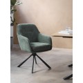 Designov&aacute; modern&iacute; otočn&aacute; j&iacute;deln&iacute; židle Egon se &scaron;alvějov&yacute;m zelen&yacute;m potahem se sametov&yacute;m leskem a černou podstavou 59 cm
