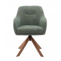Modern&iacute; skandin&aacute;vsk&aacute; otočn&aacute; j&iacute;deln&iacute; židle Egon se &scaron;alvějově zelen&yacute;m potahem a dubov&yacute;m hněd&yacute;ma nohama 59 cm