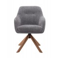 Designov&aacute; skandin&aacute;vsk&aacute; otočn&aacute; j&iacute;deln&iacute; židle Egon s &scaron;ed&yacute;m potahem s jemn&yacute;m leskem a hněd&yacute;m dubov&yacute;m nohama 59 cm