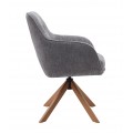 Designov&aacute; skandin&aacute;vsk&aacute; otočn&aacute; j&iacute;deln&iacute; židle Egon s &scaron;ed&yacute;m potahem s jemn&yacute;m leskem a hněd&yacute;m dubov&yacute;m nohama 59 cm