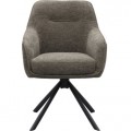 Modern&iacute; industri&aacute;ln&iacute; otočn&aacute; j&iacute;deln&iacute; židle Egon s hnědosiv&yacute;m taupe potahem a černou kovovou podstavou 59 cm
